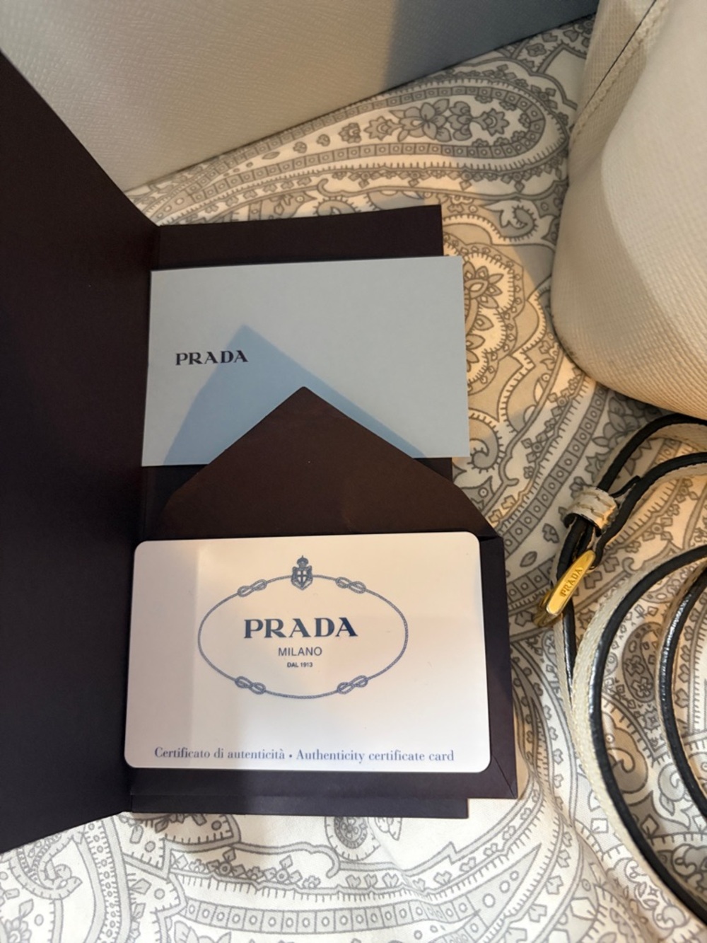 Prada Cream Saffiano Tote with Red Interior and Gold Hardware Double Bag - Picture 3 of 8